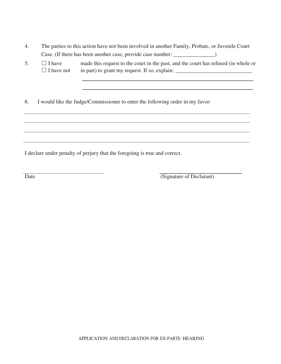 Application and Declaration for Ex Parte Hearing - City and County of San Francisco, California, Page 2