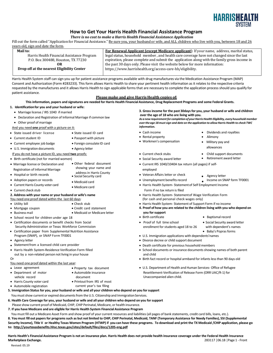 Application for Financial Assistance - Texas, Page 1