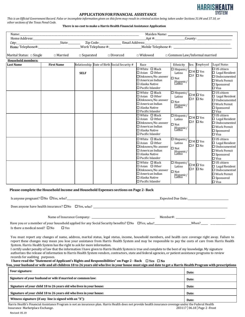 Application for Financial Assistance - Texas, Page 3