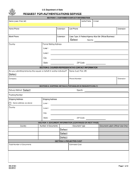 Document preview: Form DS-4194 Request for Authentications Service