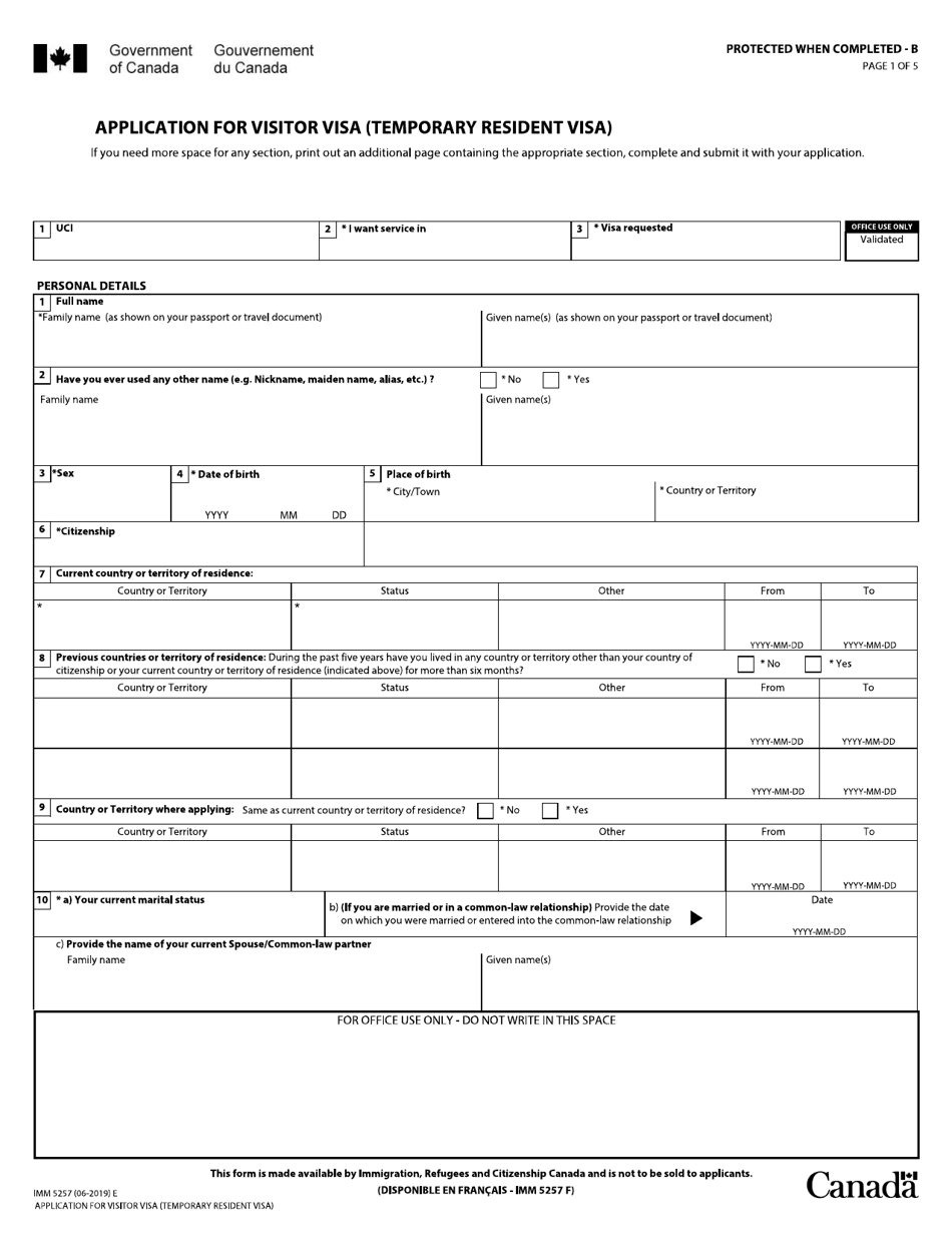 Form IMM5257 Fill Out Sign Online And Download Fillable PDF Canada Templateroller