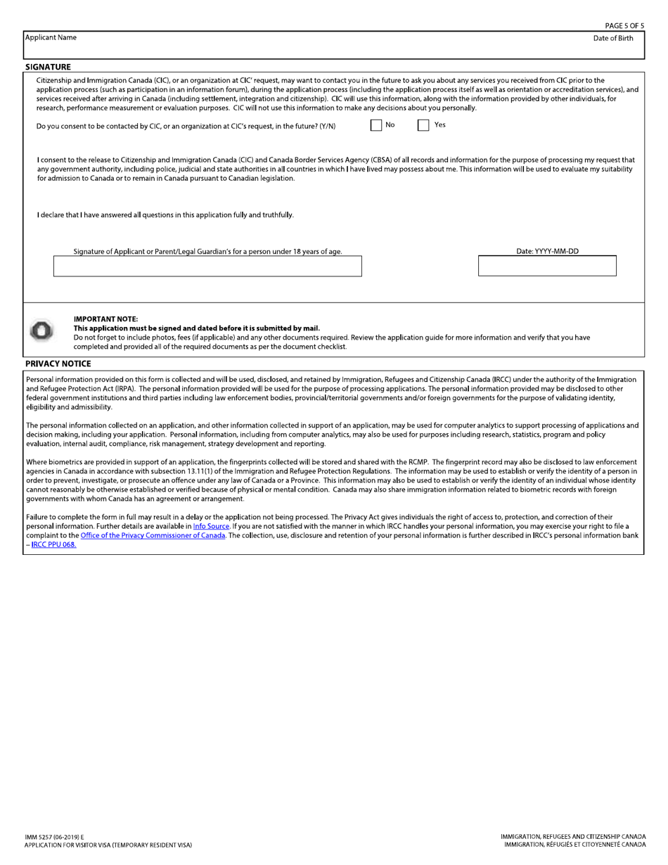 Form Imm5257 Fill Out Sign Online And Download Fillable Pdf Canada Templateroller 2366