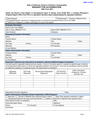 DWC Form RFA &quot;Request for Authorization&quot; - California