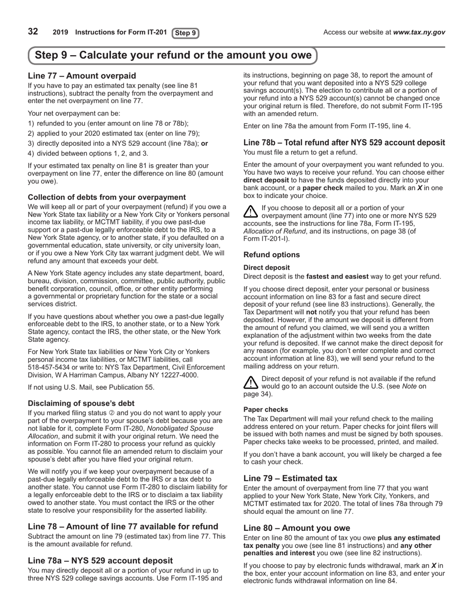 Instructions for Form IT-201, IT-195, IT-201-ATT - New York, Page 32