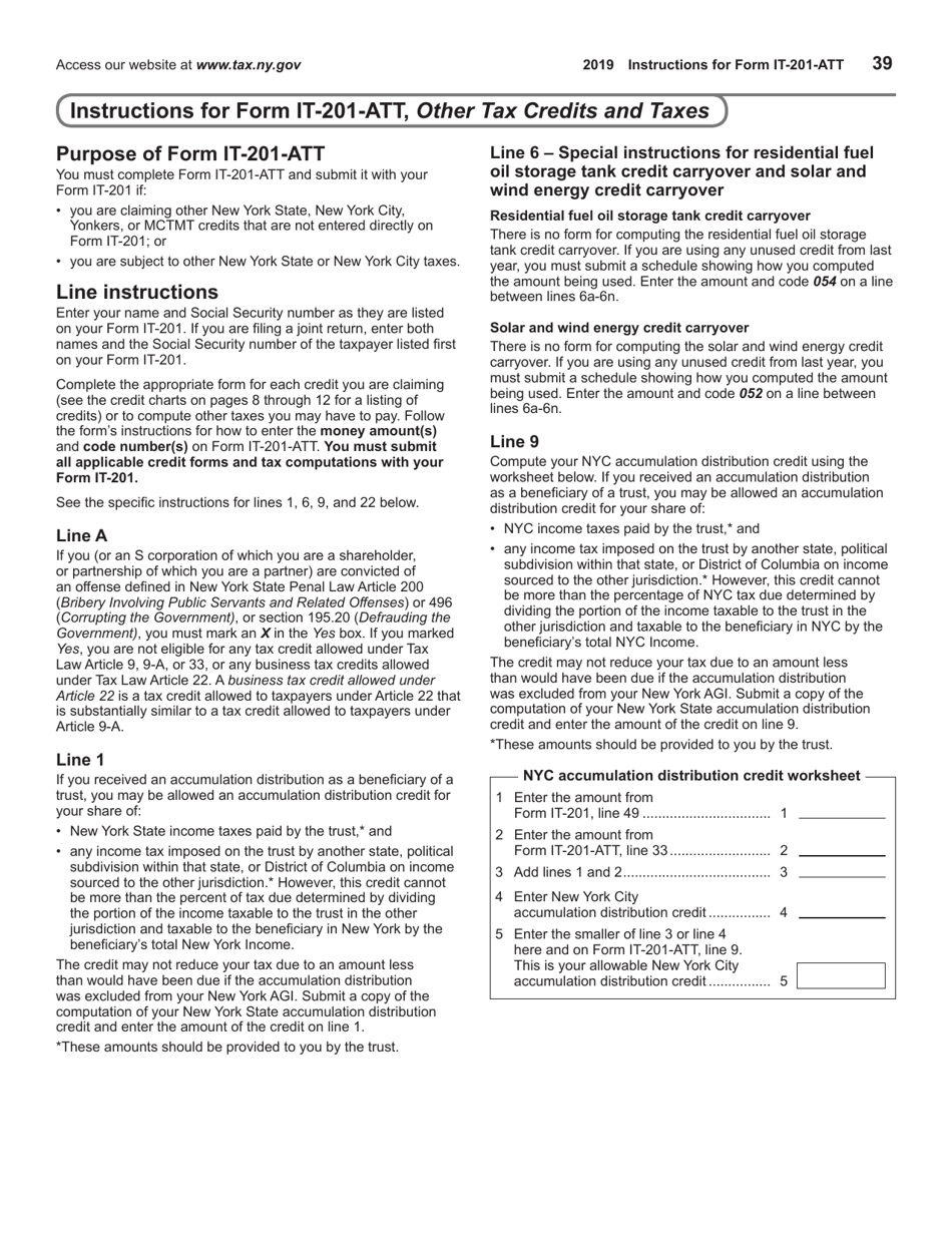 Instructions for Form IT-201, IT-195, IT-201-ATT - New York, Page 39