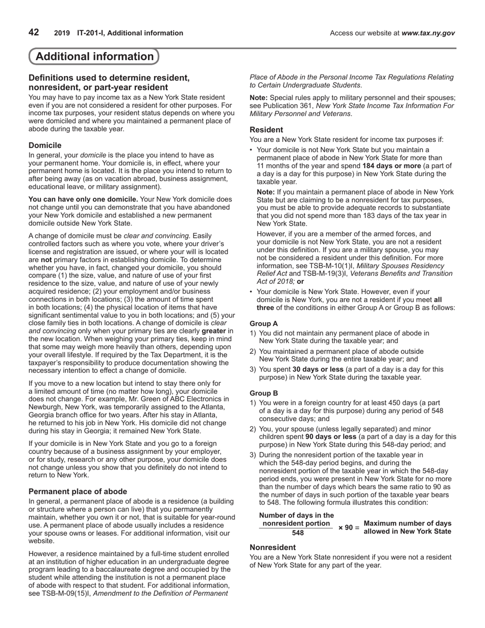 Instructions for Form IT-201, IT-195, IT-201-ATT - New York, Page 42