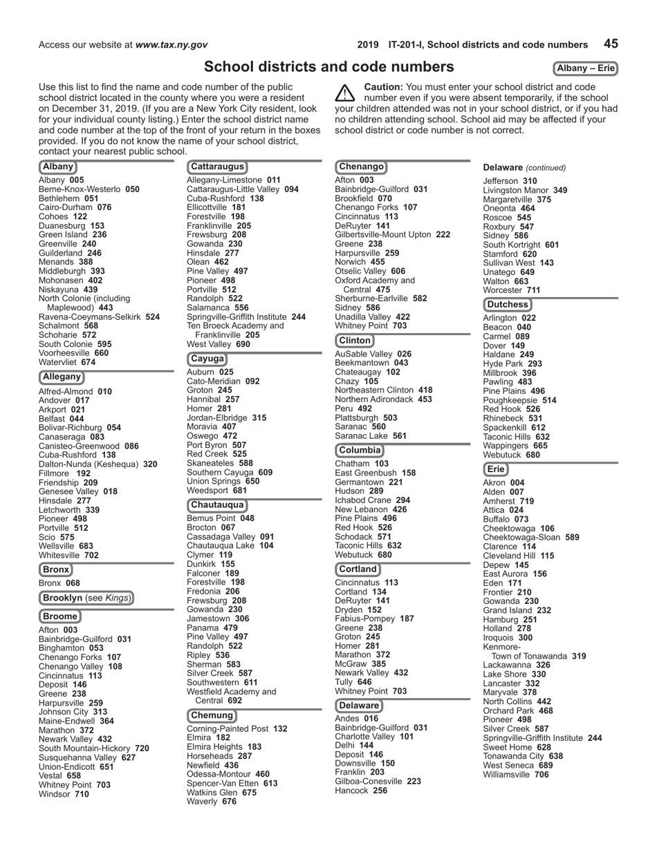 Instructions for Form IT-201, IT-195, IT-201-ATT - New York, Page 45