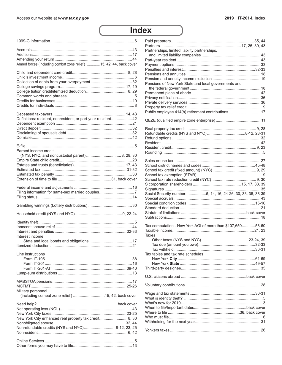 Instructions for Form IT-201, IT-195, IT-201-ATT - New York, Page 71