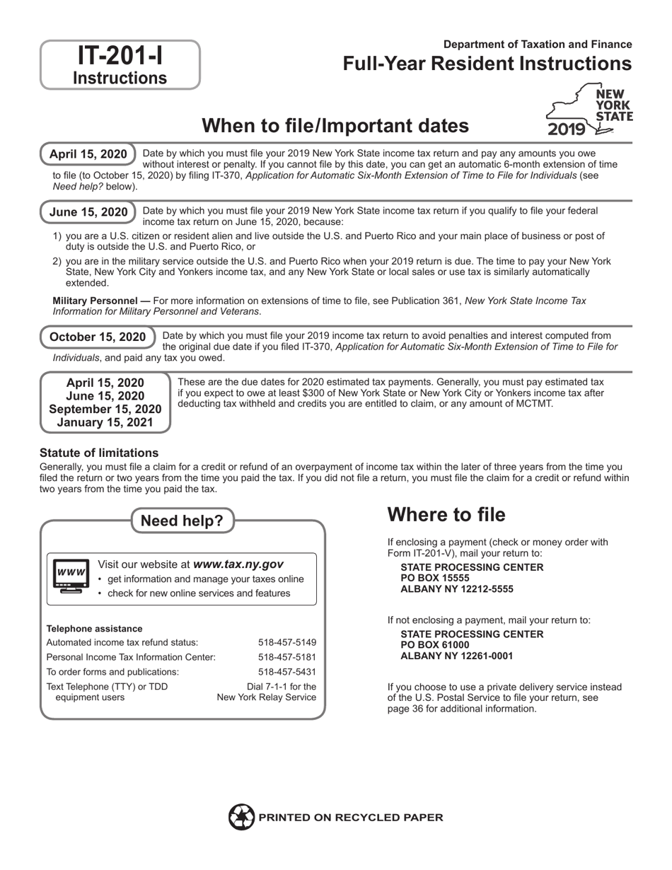 Instructions for Form IT-201, IT-195, IT-201-ATT - New York, Page 72