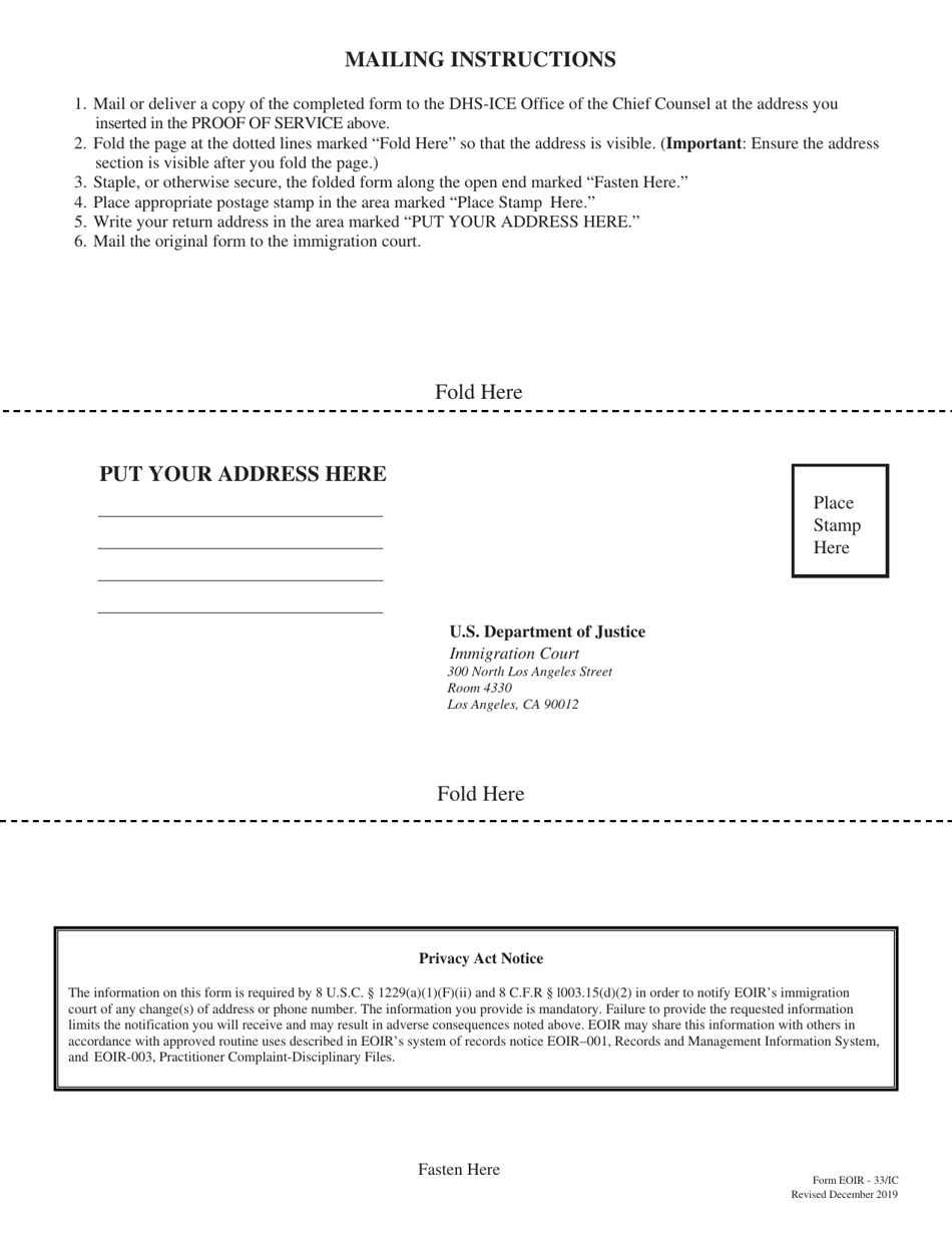 Form EOIR-33 / IC Change of Address - North Los Angeles County Region, California, Page 2