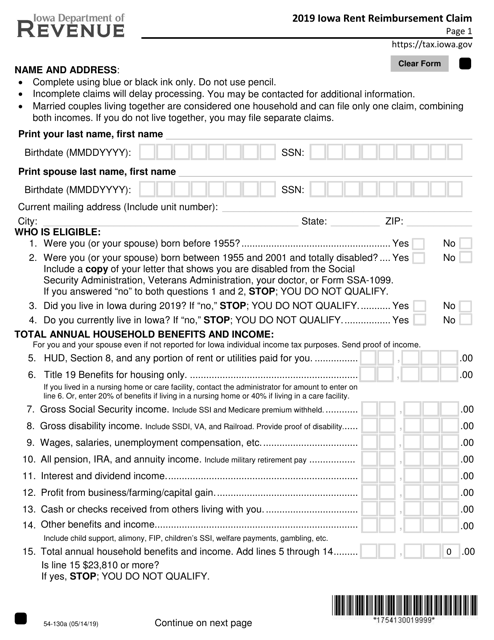 Form 54 130 2019 Fill Out Sign Online And Download Fillable PDF 