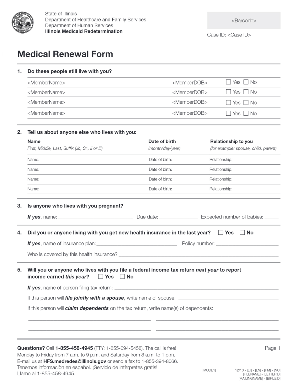 Illinois Illinois Medicaid Redetermination Fill Out, Sign Online and