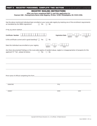 Pennsylvania Nurse Aide Program Nnaap Registration Application for Reciprocity, Page 2