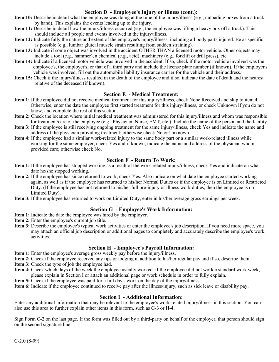 Form C-2 Employers Report of Work-Related Injury / Illness - New York, Page 6