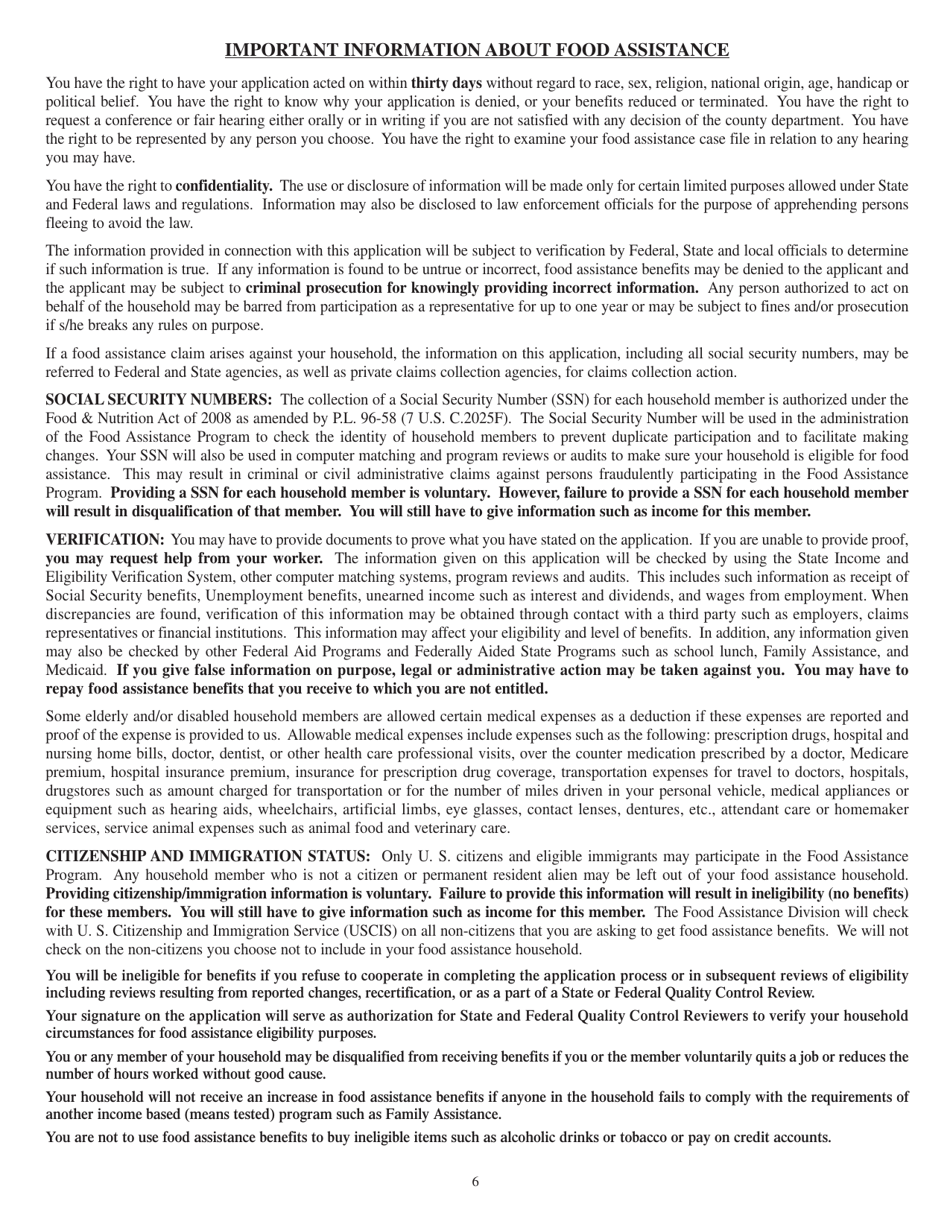 Form DHR-FSP-2116 Food Assistance Application - Alabama, Page 6