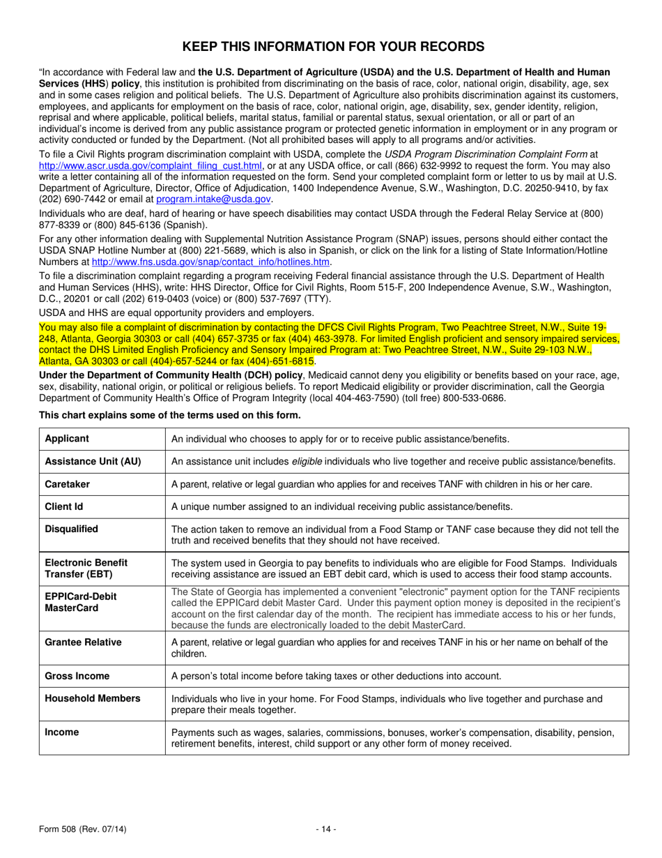 Form 508 Download Printable PDF Or Fill Online Food Stamp Medicaid TANF form-508-download-printable-pdf-or-fill-online-food-stamp-medicaid-tanf