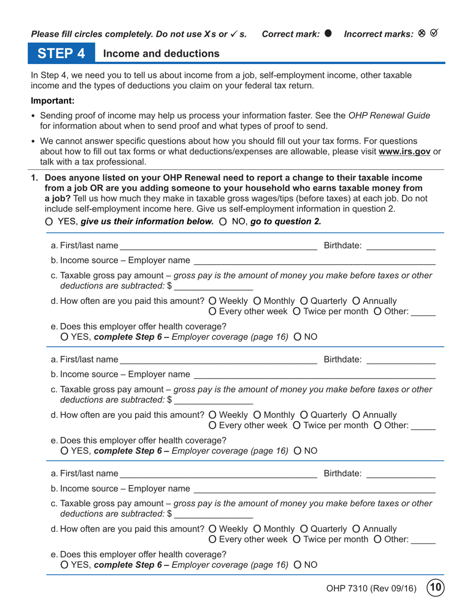 Form OHP7310 Ohp Renewal  Part 2 - Oregon, Page 10