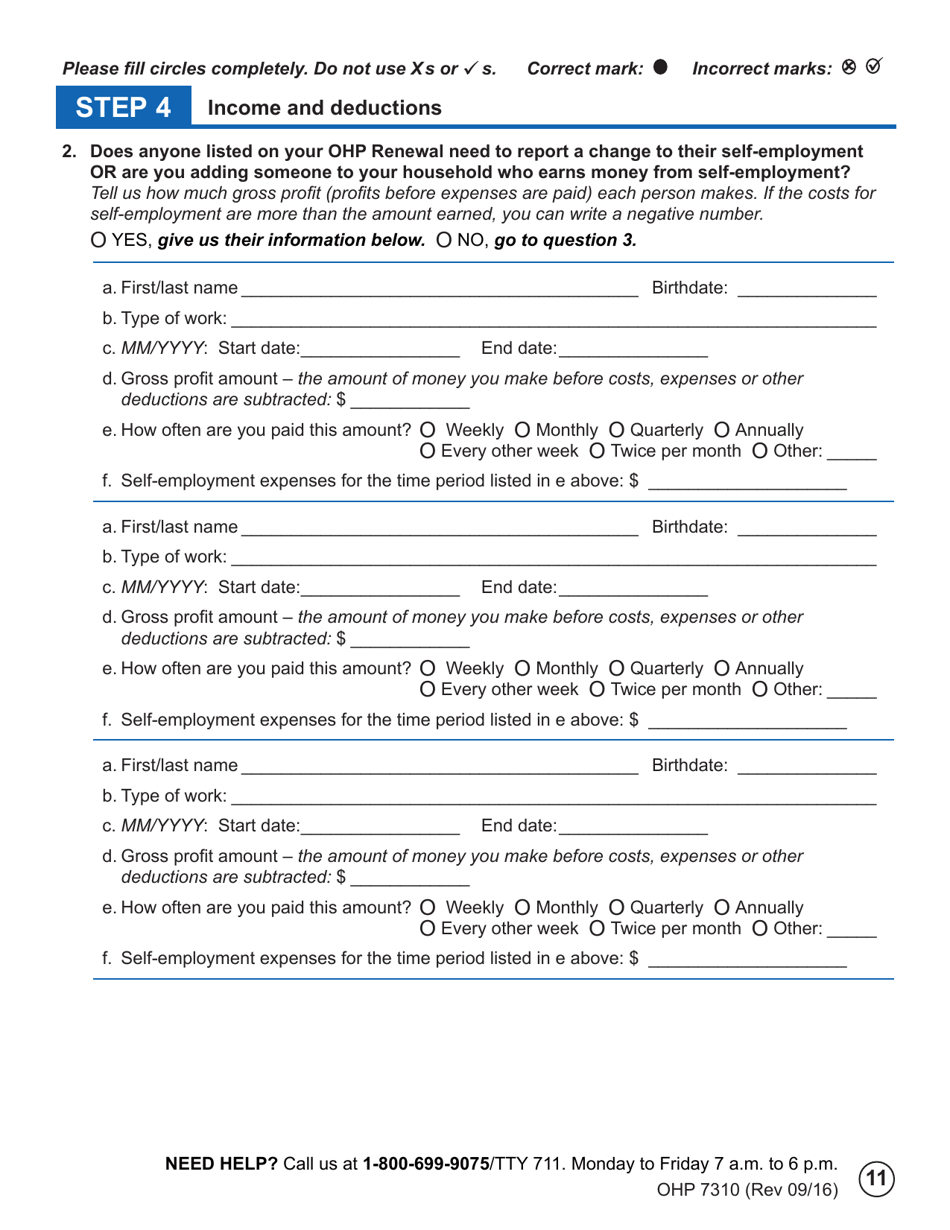 Form OHP7310 Ohp Renewal  Part 2 - Oregon, Page 11