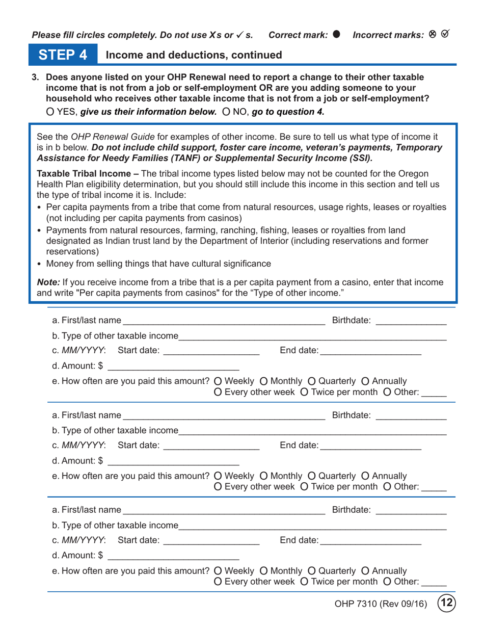 Form OHP7310 Ohp Renewal  Part 2 - Oregon, Page 12