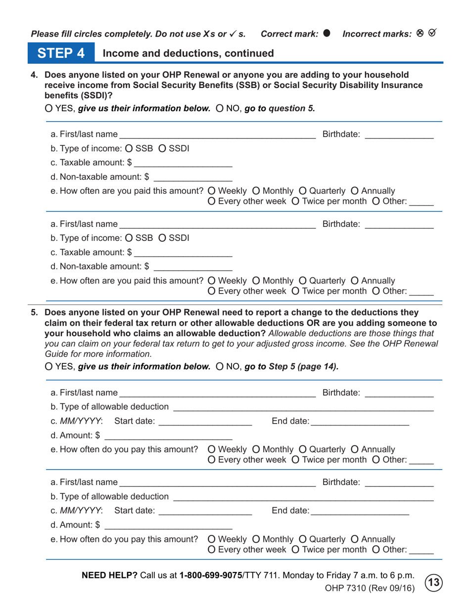 Form OHP7310 Ohp Renewal  Part 2 - Oregon, Page 13