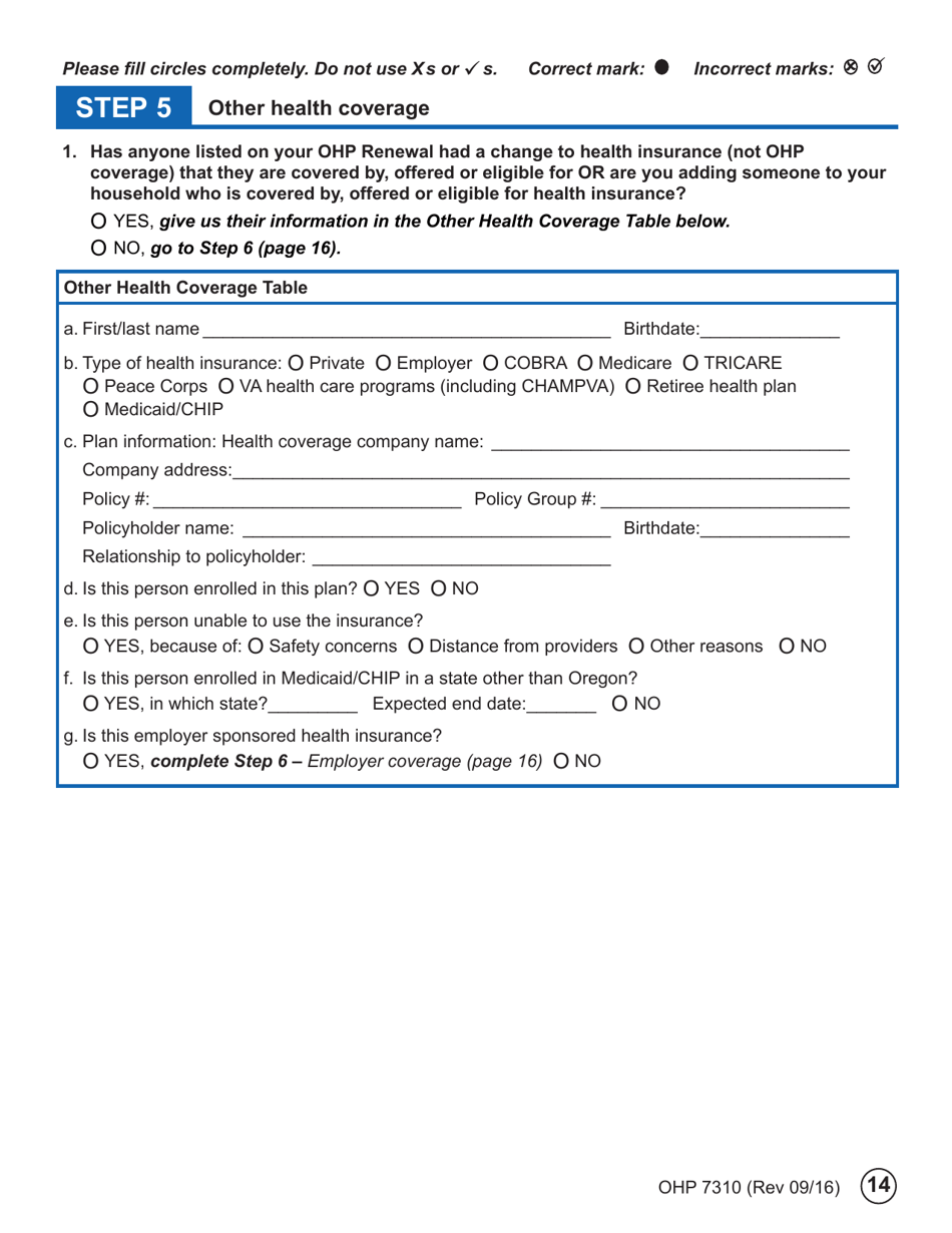 Form OHP7310 Ohp Renewal  Part 2 - Oregon, Page 14