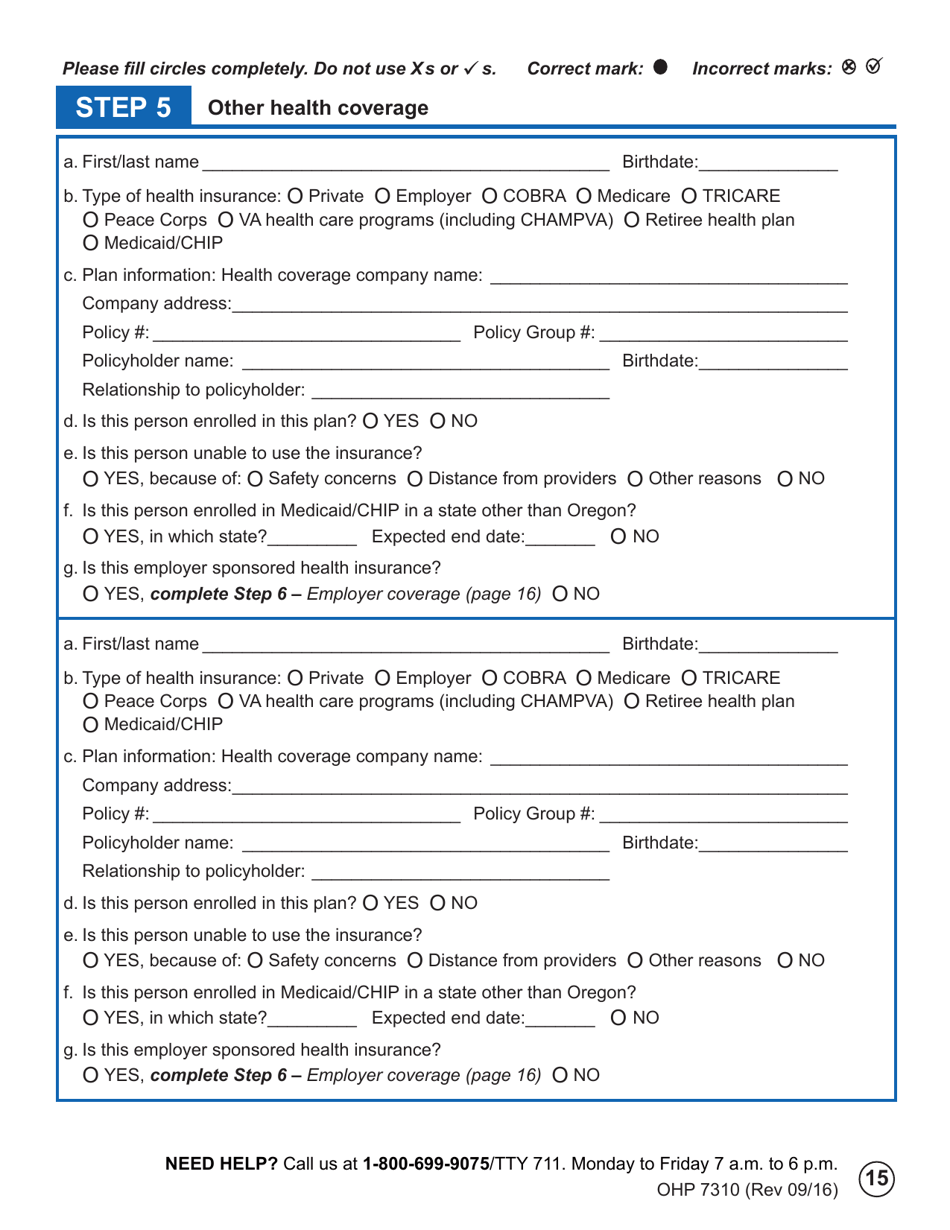 Form OHP7310 Ohp Renewal  Part 2 - Oregon, Page 15