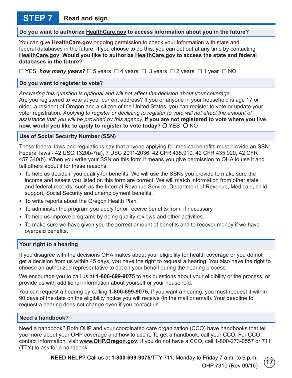 Form OHP7310 Ohp Renewal  Part 2 - Oregon, Page 17