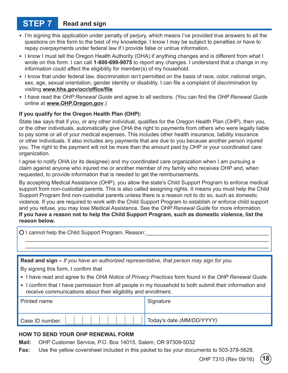 Form OHP7310 Ohp Renewal  Part 2 - Oregon, Page 18
