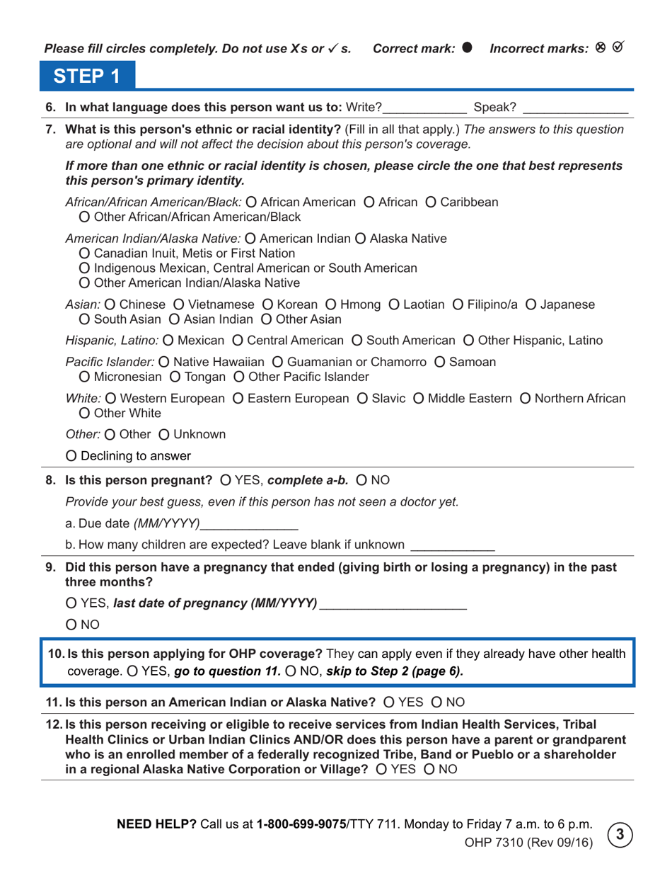 Form OHP7310 Ohp Renewal  Part 2 - Oregon, Page 3