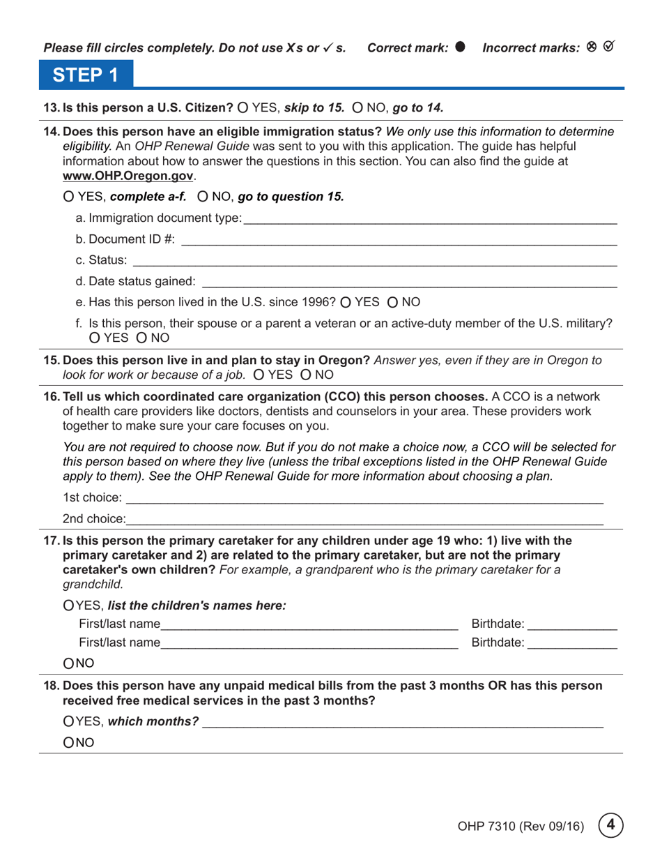Form OHP7310 Ohp Renewal  Part 2 - Oregon, Page 4