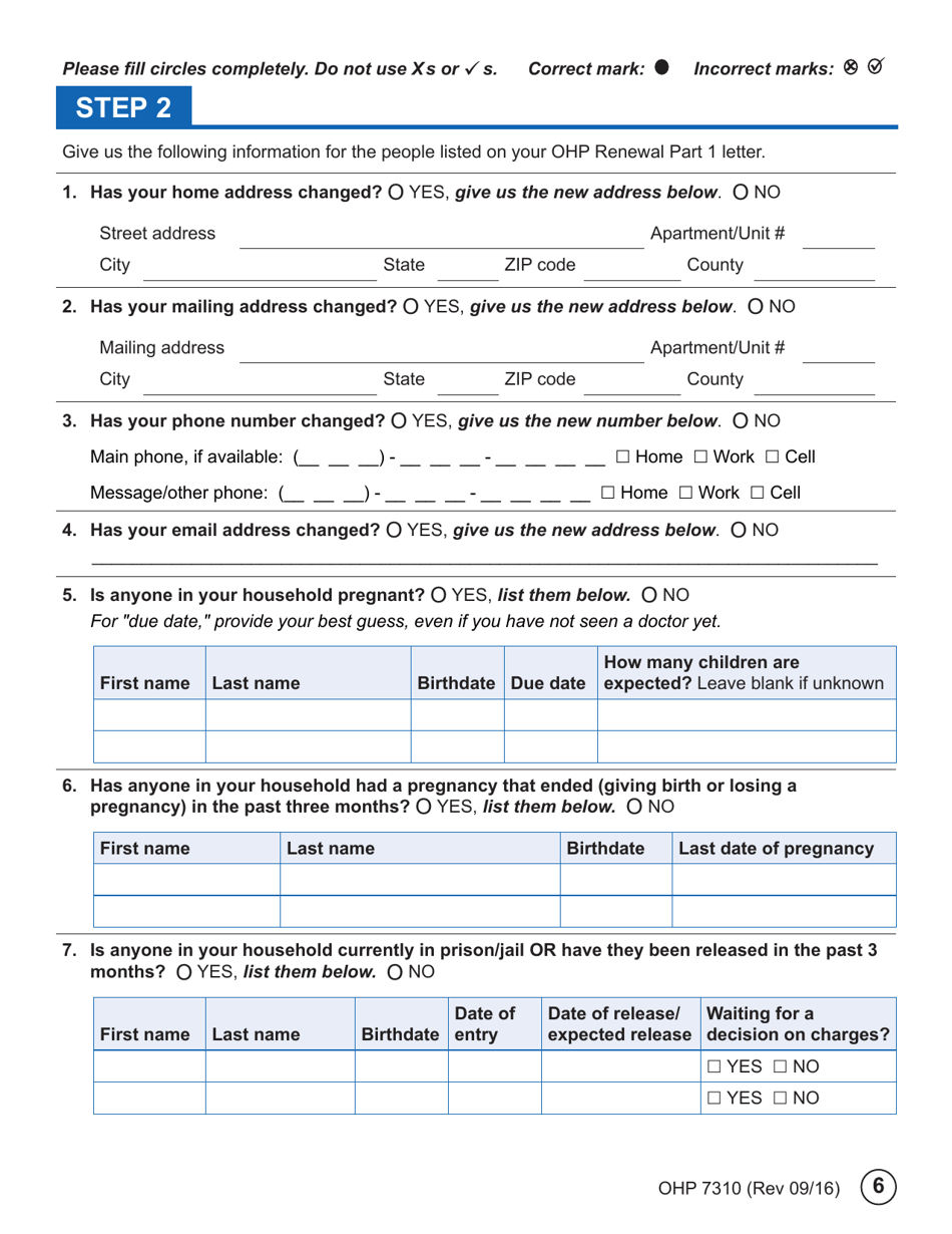 Form OHP7310 Ohp Renewal  Part 2 - Oregon, Page 6
