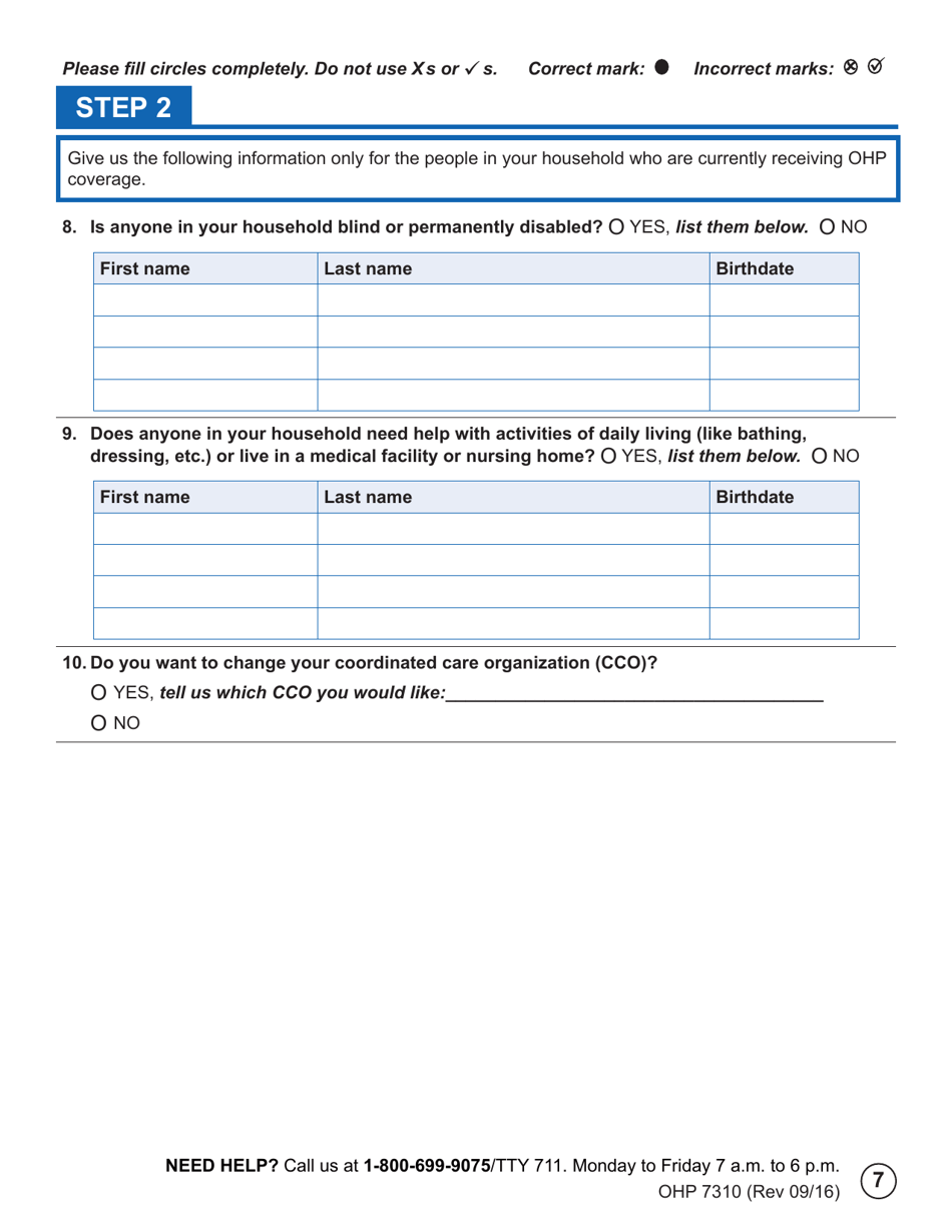 Form OHP7310 Ohp Renewal  Part 2 - Oregon, Page 7