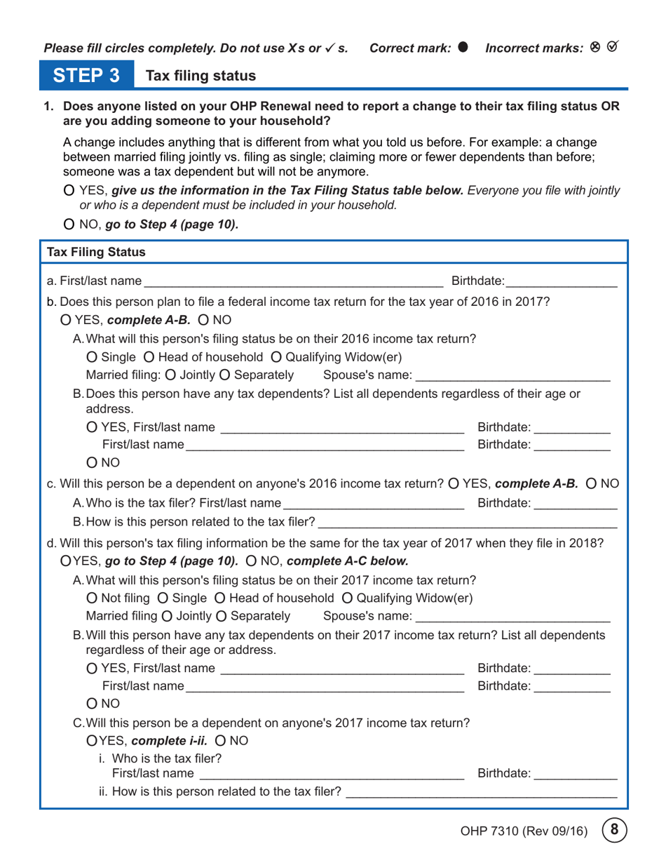 Form OHP7310 Ohp Renewal  Part 2 - Oregon, Page 8