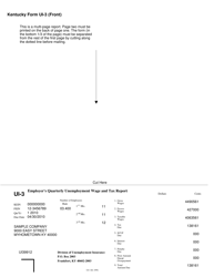 Form UI-3 &quot;Employer Quarterly Tax and Wage Detail Reports&quot; - Kentucky