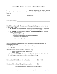 Document preview: HIPAA Right of Access Form for Family Member/Friend