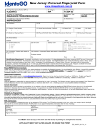 Document preview: Sample New Jersey Universal Fingerprint Form - New Jersey