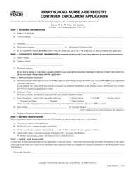 Pennsylvania Nurse Aide Registry Continued Enrollment Application - Pennsylvania, Page 2