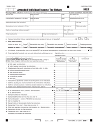 Document preview: Form 540X Amended Individual Income Tax Return - California