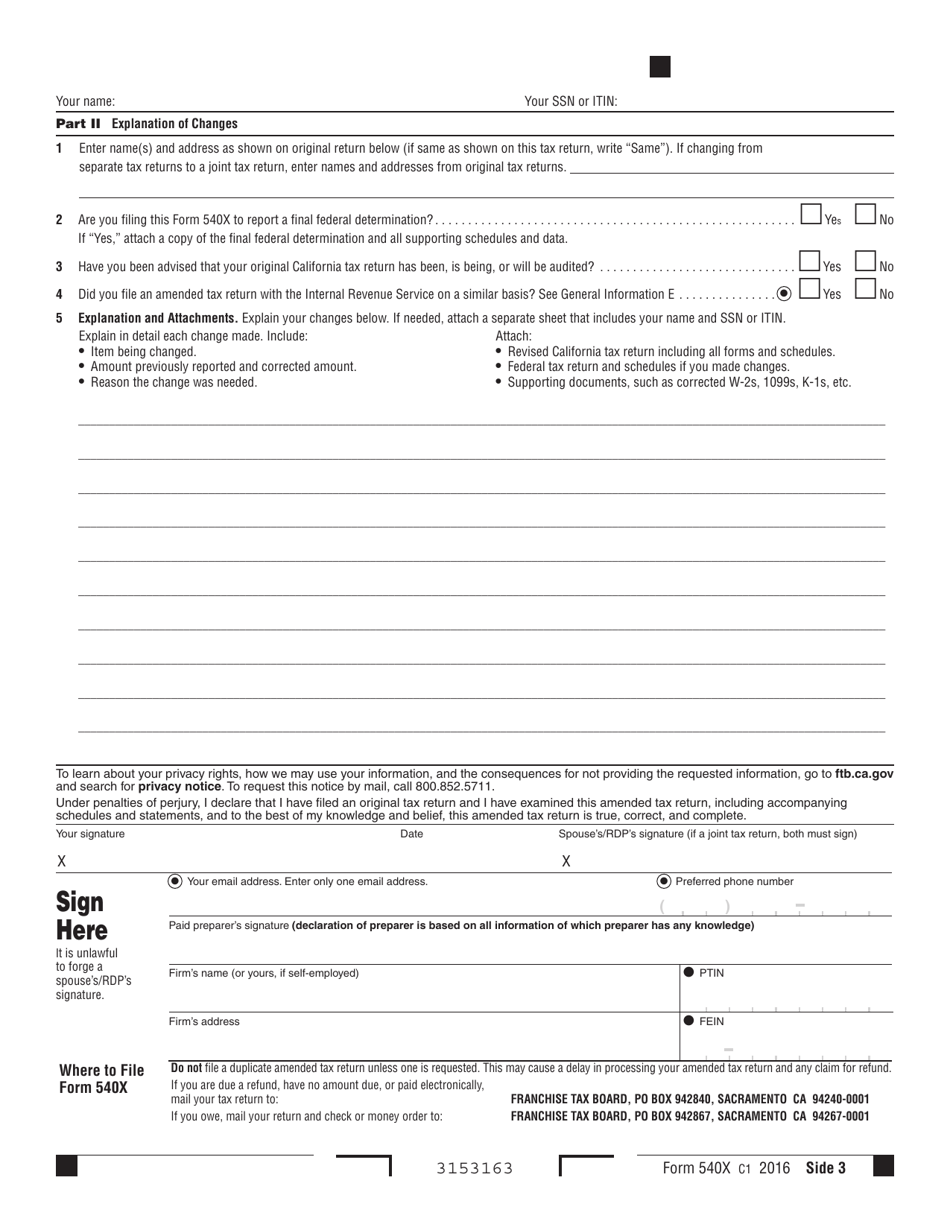 Form 540x fill out sign online and download printable pdf