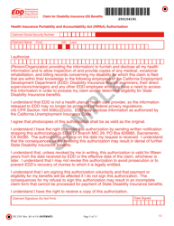 Form DE2501 &quot;Claim for Disability Insurance (Di) Benefits&quot; - California, Page 5
