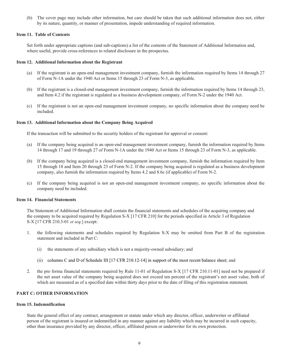SEC Form 2106 (N-14) Registration Statement Under the Securities Act of 1933, Page 10