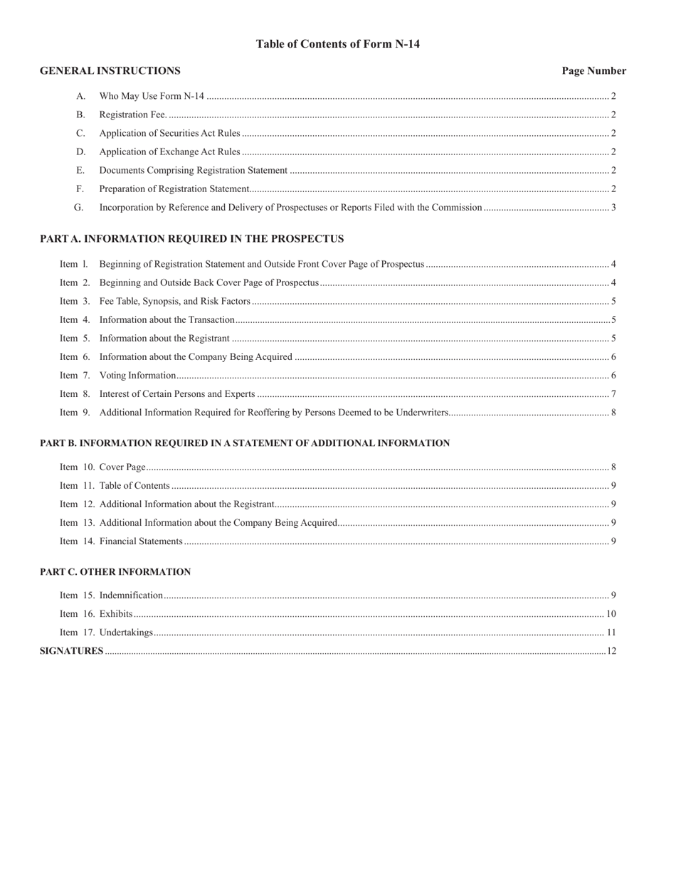 SEC Form 2106 (N-14) Registration Statement Under the Securities Act of 1933, Page 2