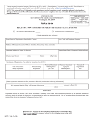 SEC Form 2106 (N-14) - Fill Out, Sign Online and Download Printable PDF ...
