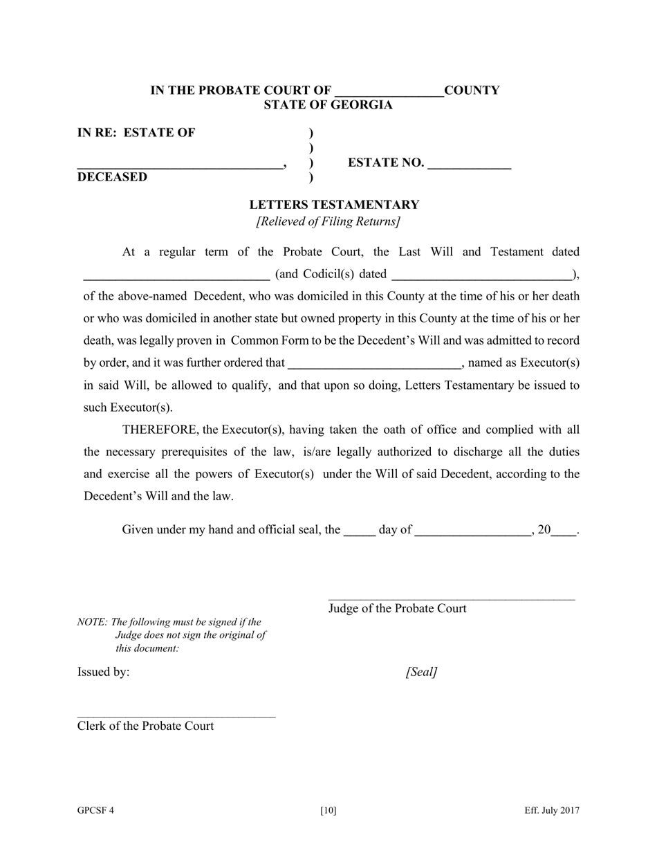 Form GPCSF4 Petition to Probate Will in Common Form - Georgia (United States), Page 12