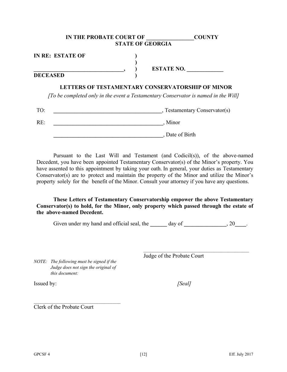 Form GPCSF4 Petition to Probate Will in Common Form - Georgia (United States), Page 14