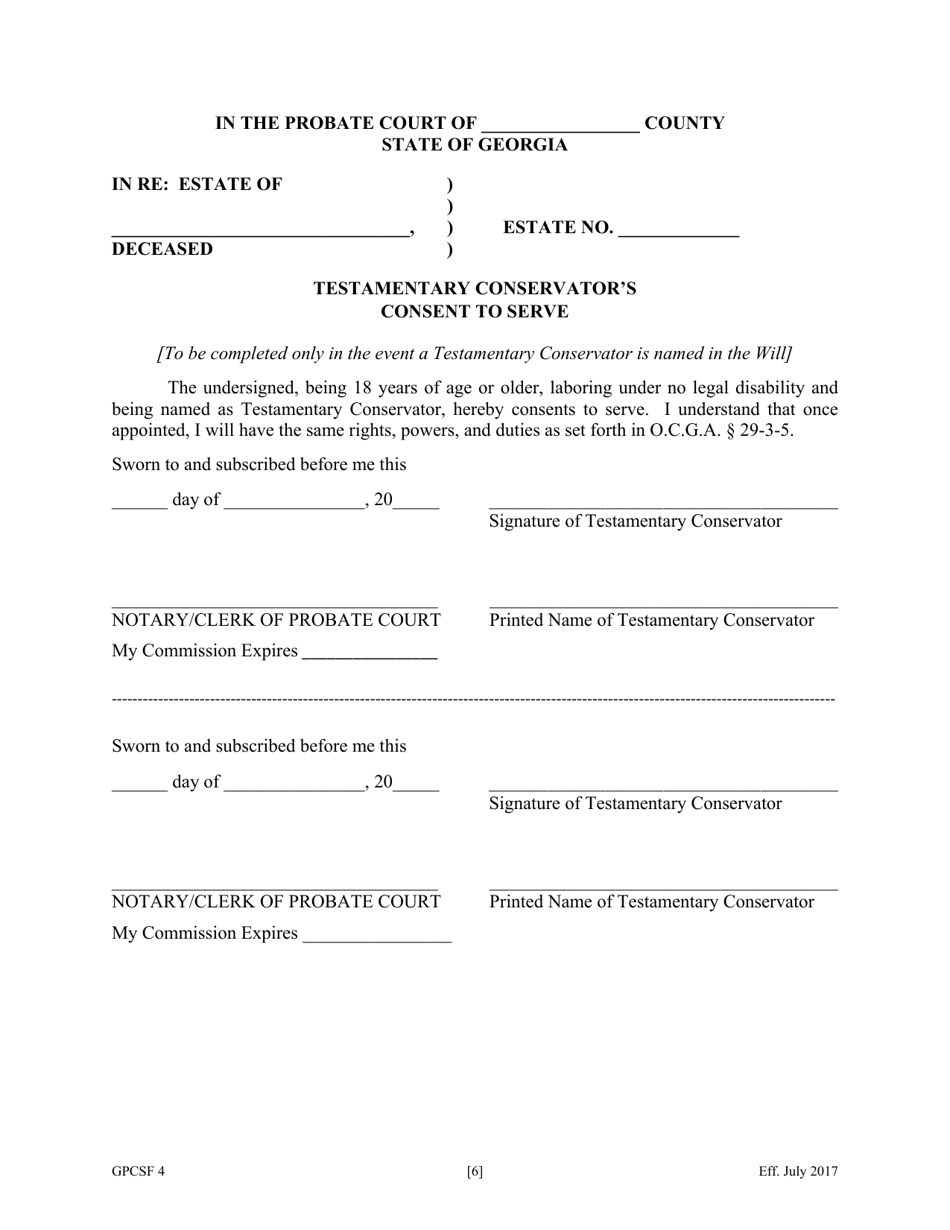 Form GPCSF4 Petition to Probate Will in Common Form - Georgia (United States), Page 8