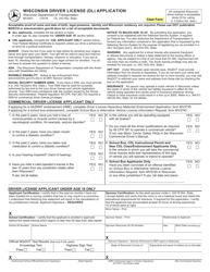 Form MV3001 Wisconsin Driver License (Dl) Application - Wisconsin, Page 2
