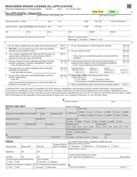 Form MV3001 Wisconsin Driver License (Dl) Application - Wisconsin, Page 3