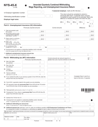 Form NYS-45-X Amended Quarterly Combined Withholding, Wage Reporting, and Unemployment Insurance Return - New York