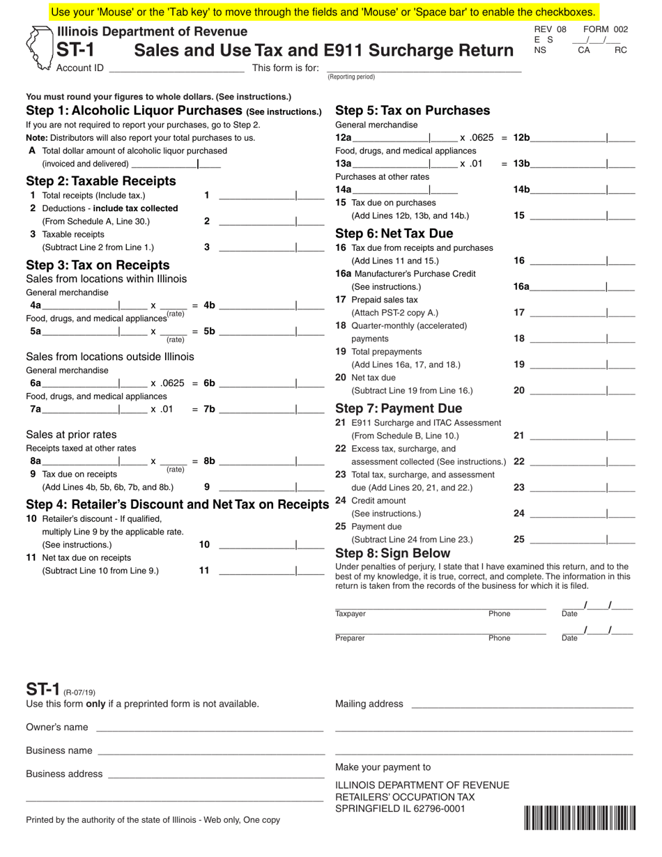 Form ST1 Download Fillable PDF or Fill Online Sales and Use Tax and